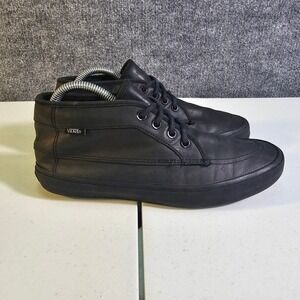 Vans Chukka Low Black Leather Fleece Lined Skate Shoes Men's 7 Women's 8.5 EUC